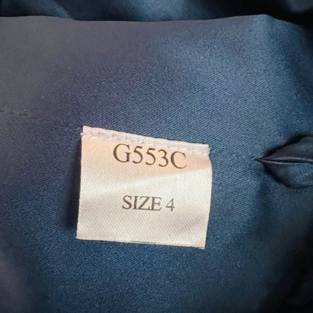 Amsale One Shoulder Party Cocktail Silk Navy Dress 4 Bridesmaid Wedding Guest - Picture 10 of 13